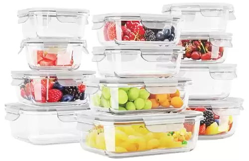 Glass Food Storage Containers - Set of 12