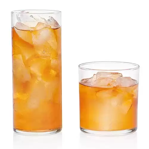 Tumbler and Rocks Glasses, Elegant - Set of 16